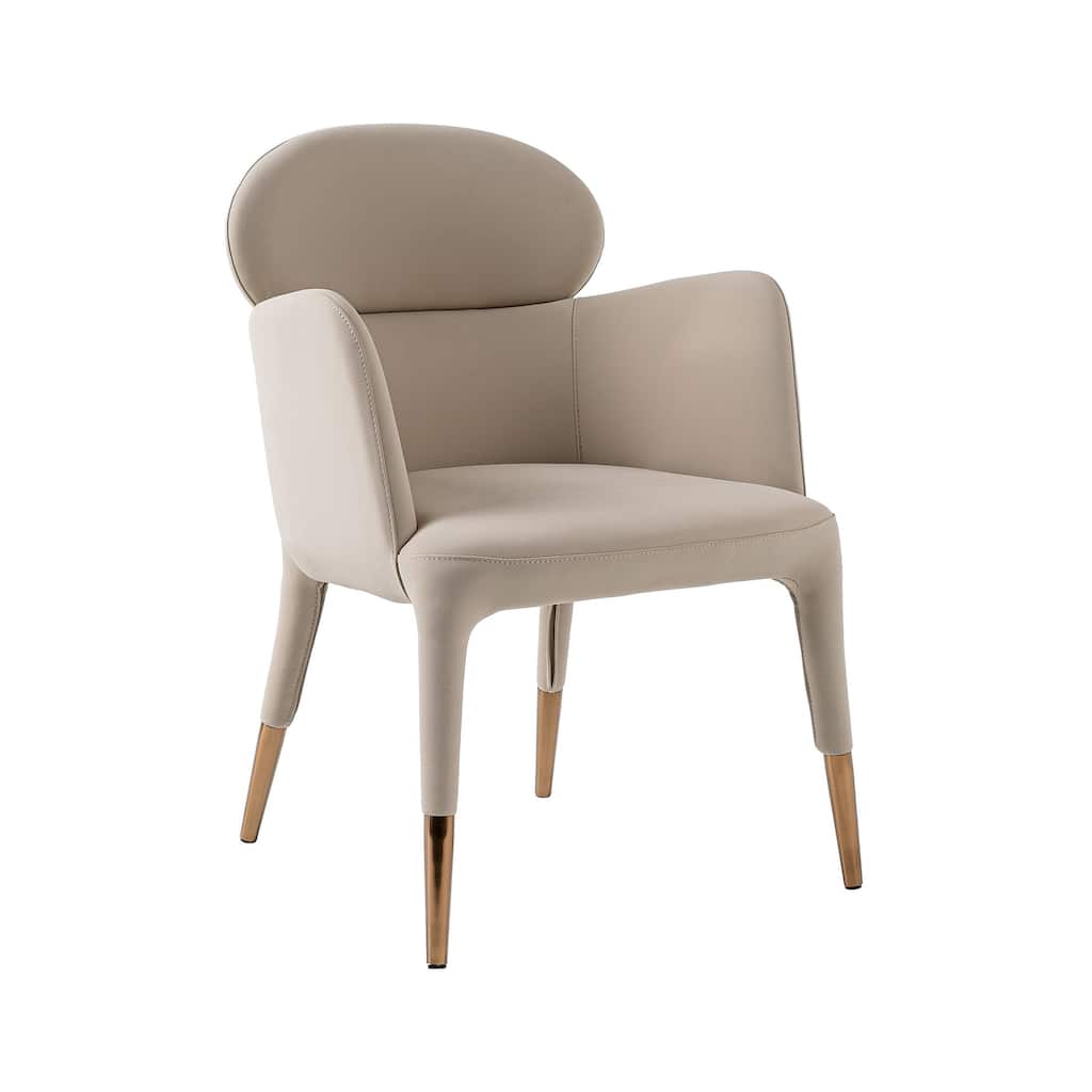 Modrest Shannon Modern Beige Vegan Leather & Rosegold Dining Chair