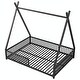 preview thumbnail 38 of 38, Metal House Platform Bed with Triangle Structure and Guardrail