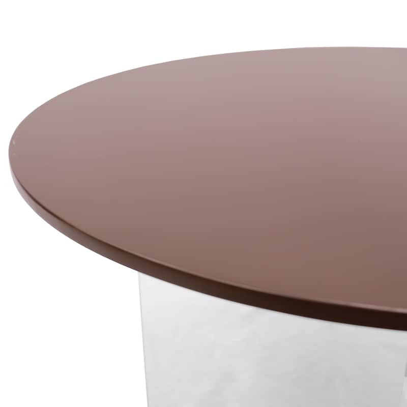 LeisureMod Valore Modern Side Coffee Accent Table with Round Wood Top and Acrylic Cross Legs for Home Office Living Room Bedroom