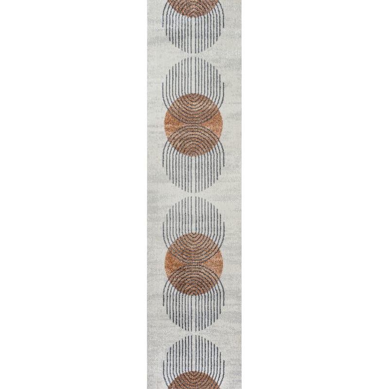 JONATHAN Y Hiero Geometric Modern Low-Pile Machine-Washable Cream/Terra Area Rug