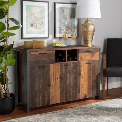 Ranger Mid-Century Brown Wood and Grey Metal 2-Door Sideboard