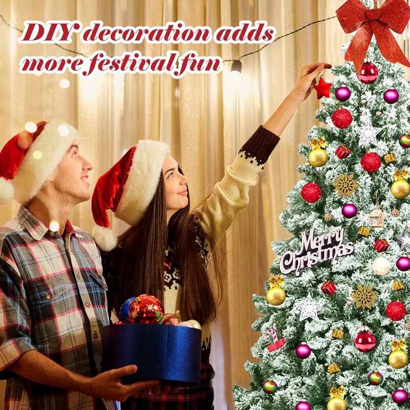 4.5FT/6 FT/7.5 FT Snow Flocked Christmas Tree Artificial Pine Tree