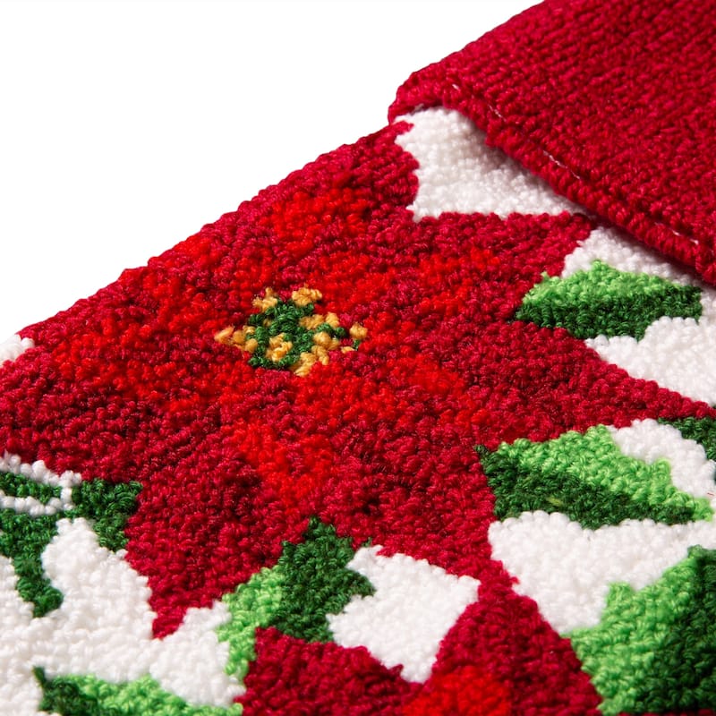 Glitzhome 21"L Poinsettia Cardinal Hooked Stocking