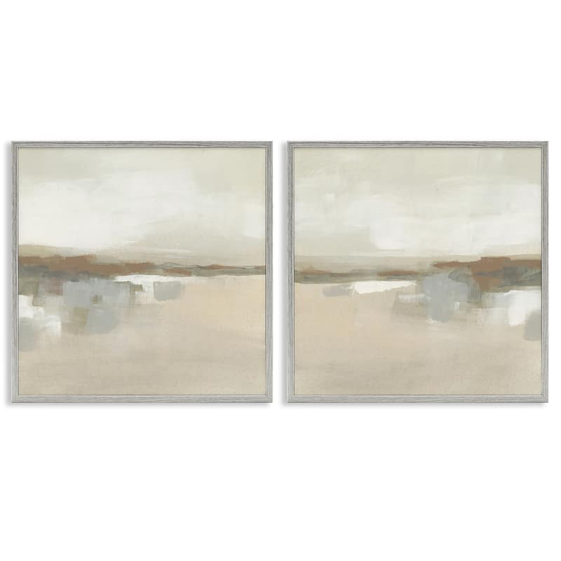Stupell Earthy Landscape Impressions Framed Giclee Art Design By June Erica Vess (Set of 2) - 12 x 12 - Grey