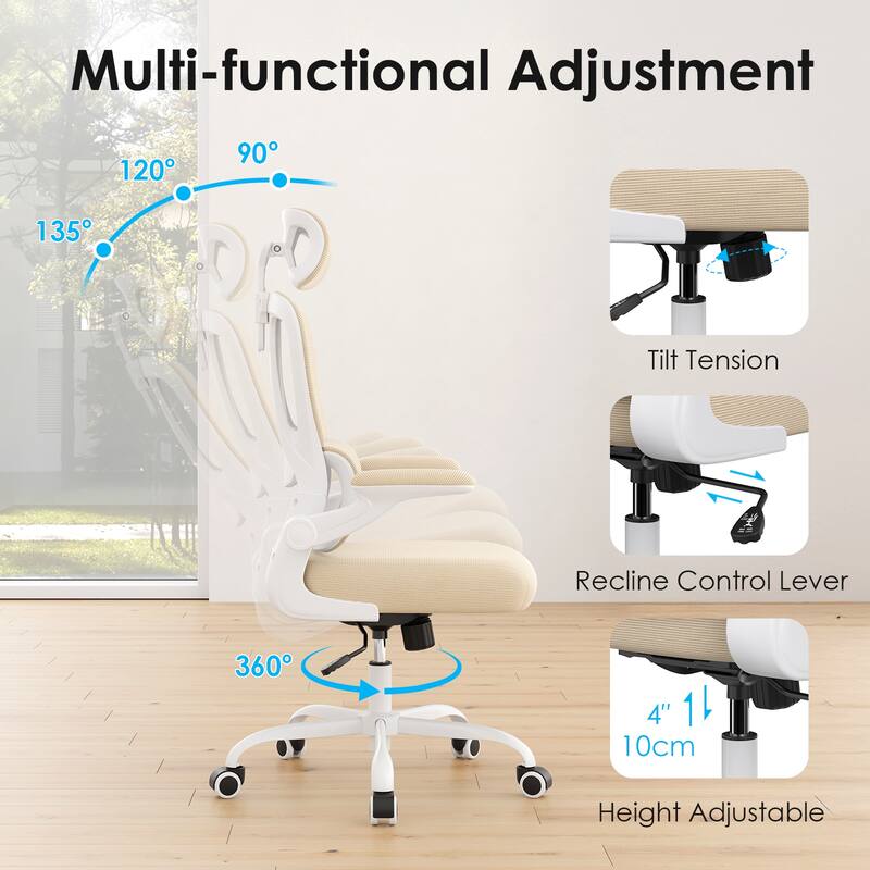 Ergonomic Office Chair, Desk Chair with Headrest and Lumbar Support, High Back Swivel Home Office Chair with Headrest