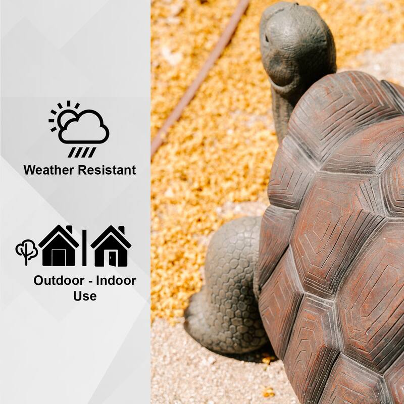 XBrand Brown and Black Concrete/MgO Walking Turtle Statue, Indoor or Outdoor Décor, Garden Décor, Turtle Statuary