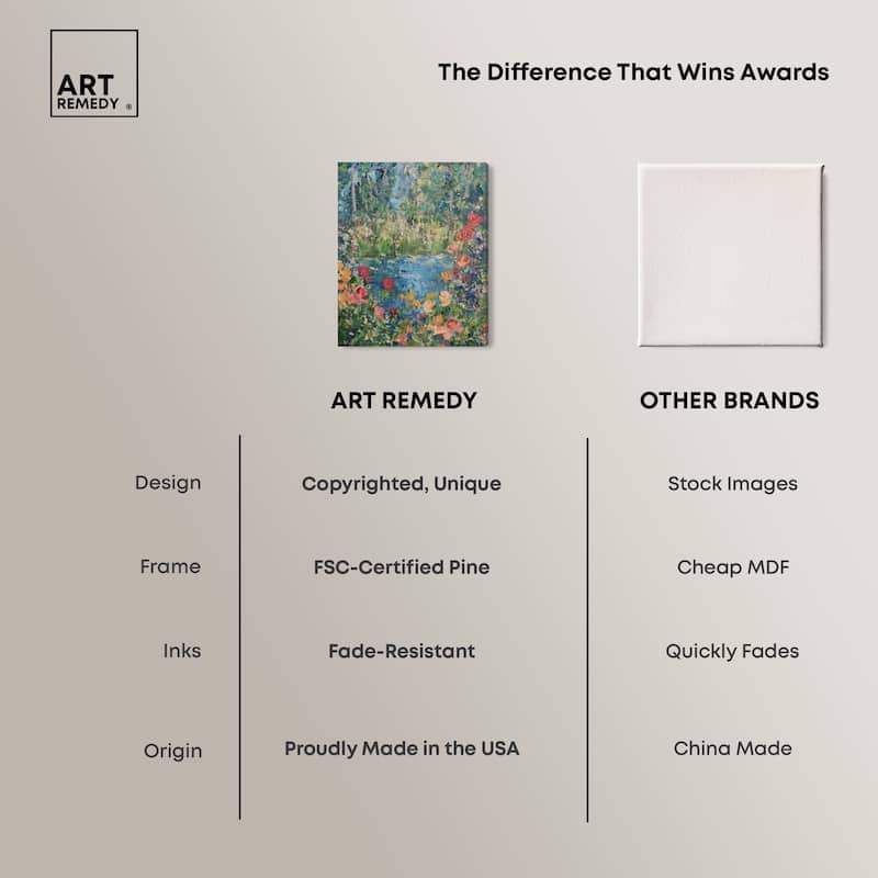 Art Remedy Serene Escape Gallery Wrapped Impressionism 1 Piece Canvas Wall Art /Monet And Van Gogh Inspired Art