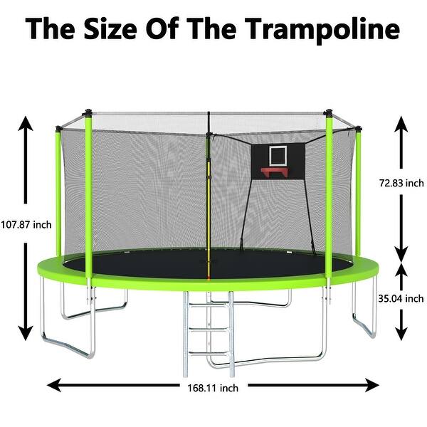 Trampoline with Basketball Hoop and Net, Outdoor Recreational Trampolines