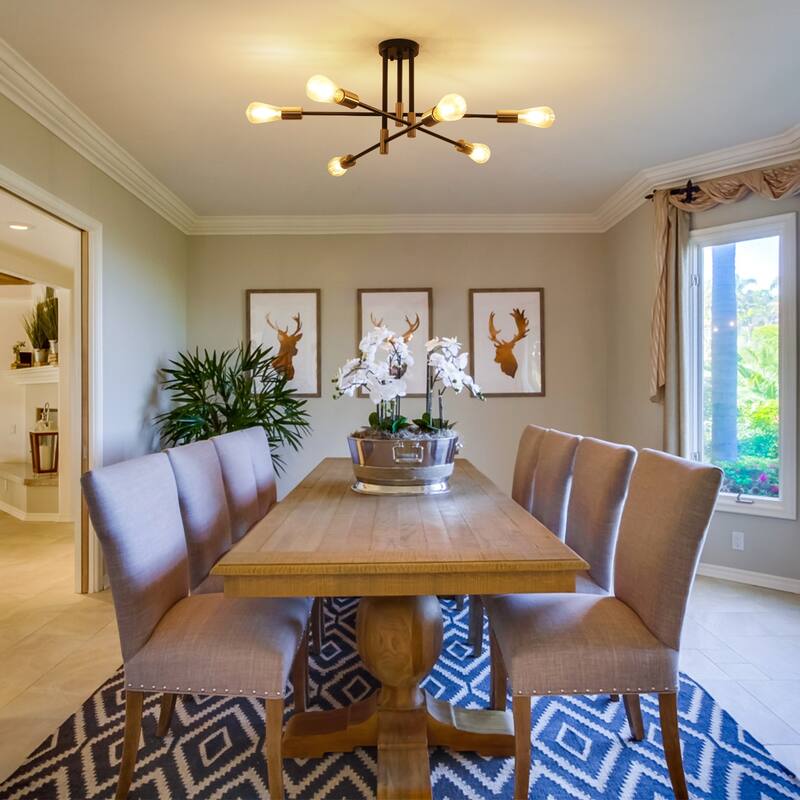 6-Light Modern Semi Flush Ceiling Lights for Bedroom Study Living Room