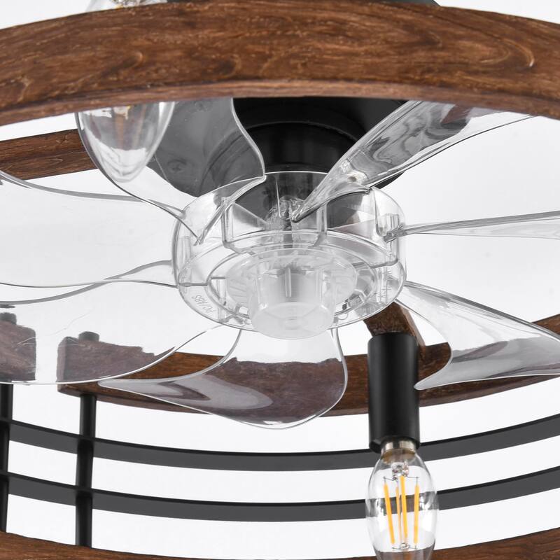 20 Inch 7-Blade Caged Ceiling Fan with Light and Remote