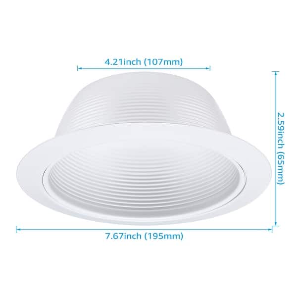 dimension image slide 3 of 5, 12-Pack 6 Inch Recessed Can Light Trim, Metal Step Baffle Trim