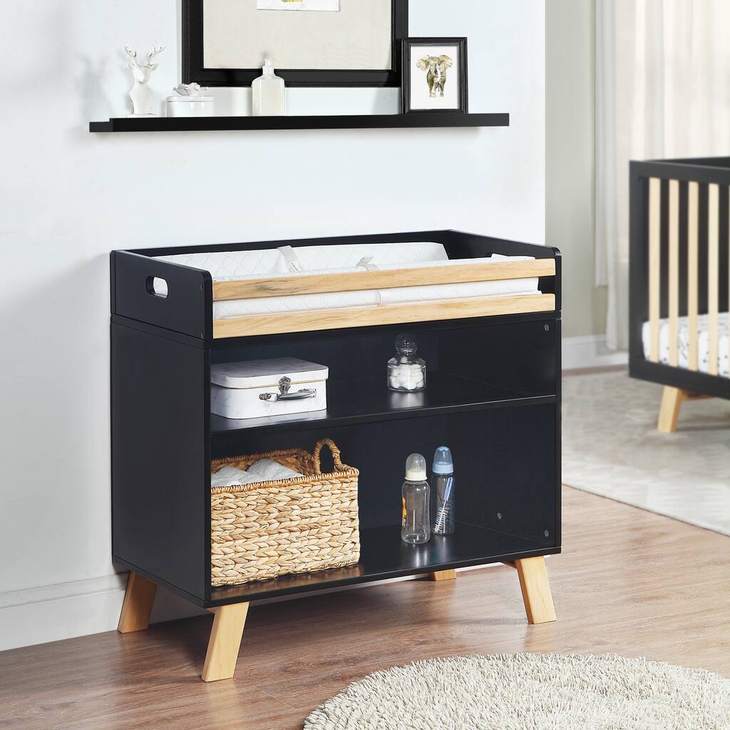 Multi Purpose Changing Table Black Natural