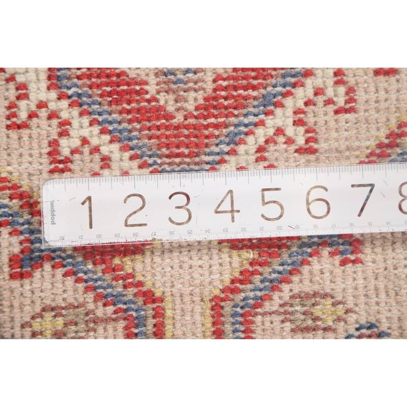 Geometric Kazak Oriental Runner Rug Hallway Handmade Wool Carpet - 2'6" x 9'10"