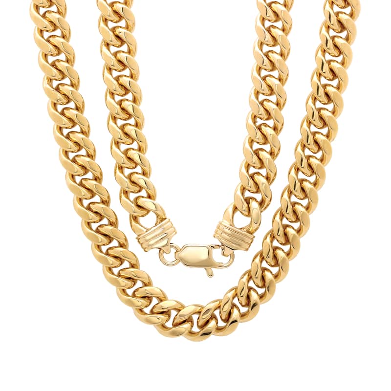 Gold Plated Brass Cuban Link Chain ( 6, 7, 9 millimeters ) by Roberto Martinez - 8mm - 30 Inch
