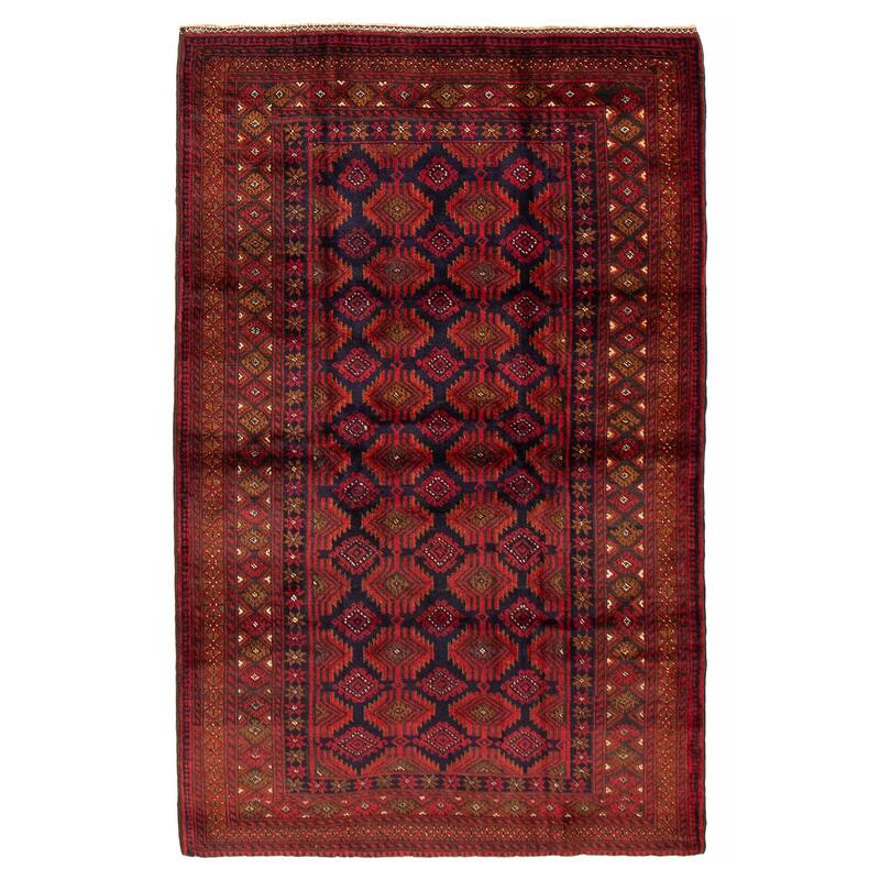 Teimani Red Rug 4'2" x 6'7" - 4'2 x 6'7 - Red - 4'2 x 6'7