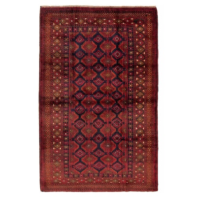 Teimani Red Rug 4'2" x 6'7" - 4'2 x 6'7