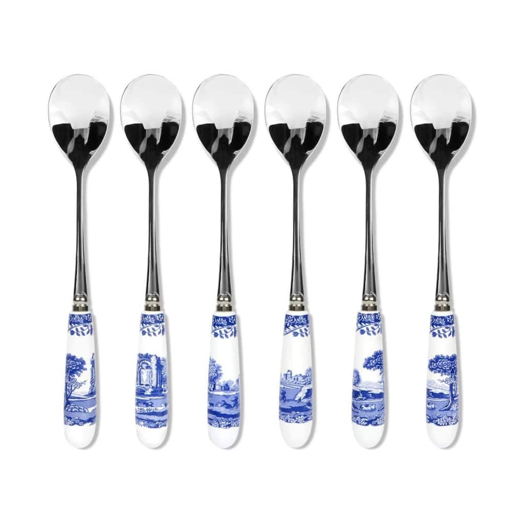 Spode Blue Italian Set of 6 Teaspoons - 6 inch
