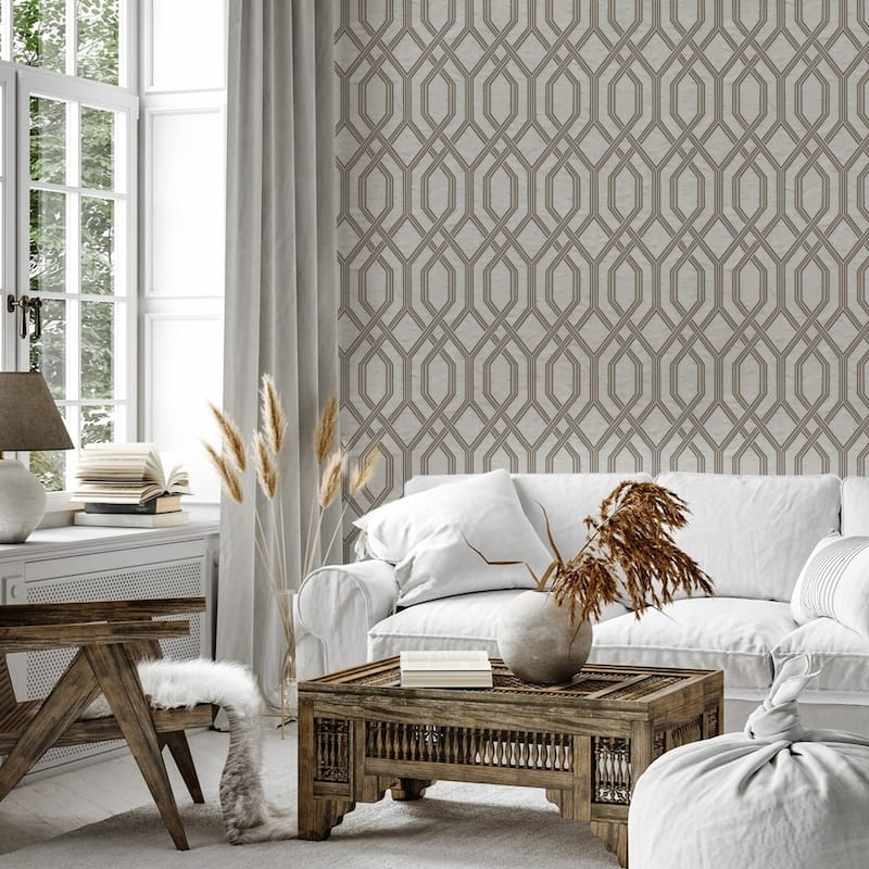 Modern Flocked Geometric Embossed Wallpaper