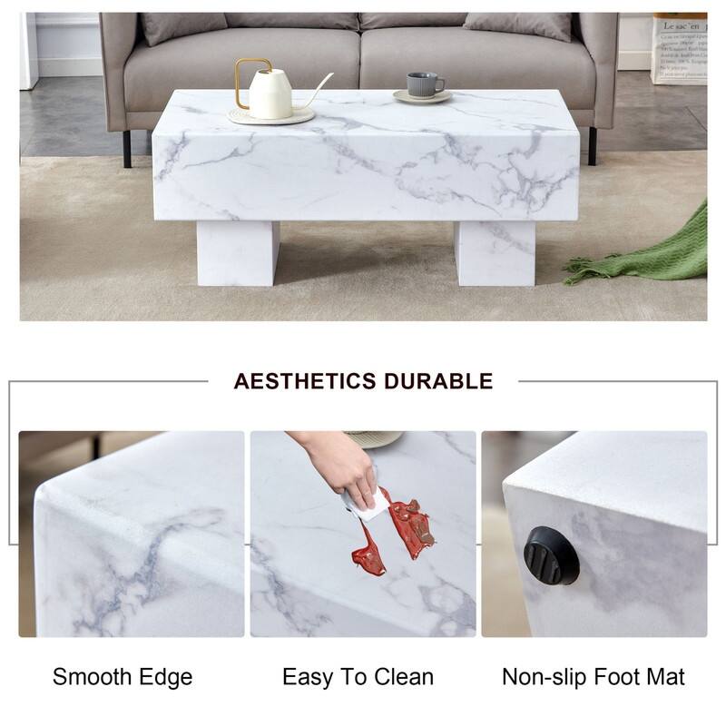43.3" Length Coffee Table with Marble Texture