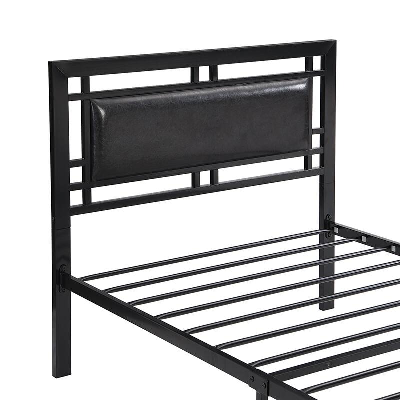 Modern Style Sturdy System Metal Bed with Headboard and Footboard for Bedroom