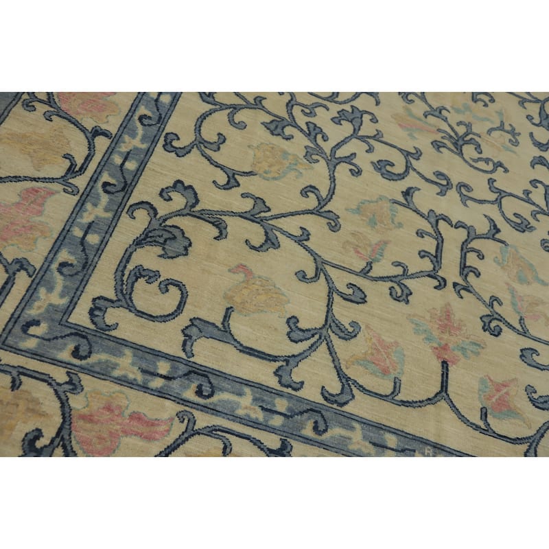 Hand Knotted Traditional Wool Beige Geometric Area Rug - 10' 0'' X 8' 1''