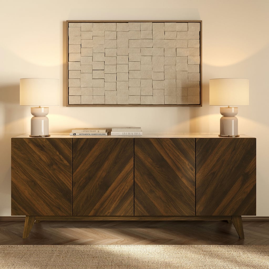 Edgemod Soren 70" Chevron Wood Grain Pattern Sideboard