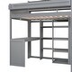 preview thumbnail 10 of 10, Wood Twin Size Loft bed with Multiple Storage Shelves and Wardrobe