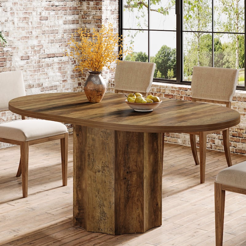 Farmhouse Dining Table, Oval Kitchen Table for Living/Dinner Room