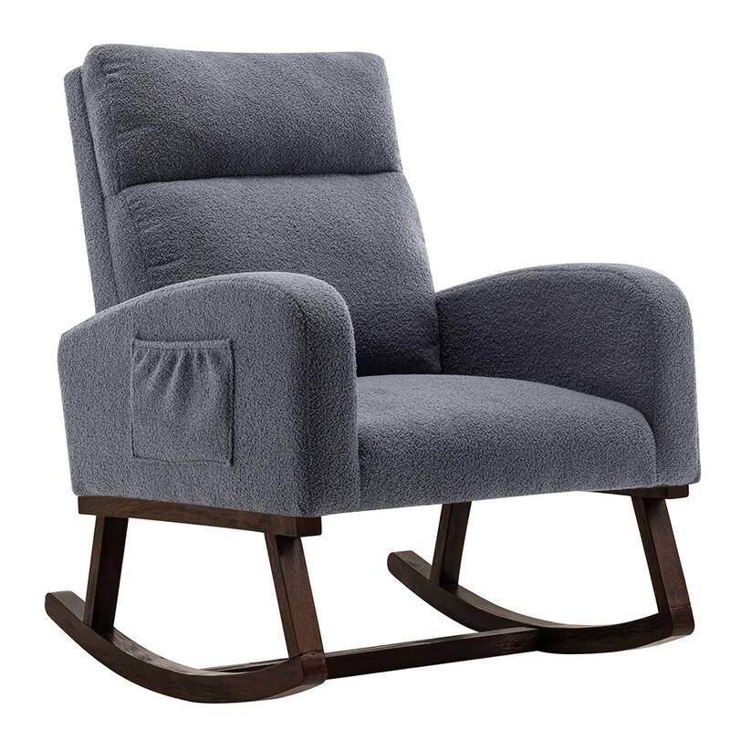 HOMYKA 28" Wide Rocking Chair for Nursery with Solid Wood Leg Set of 2 - Grey