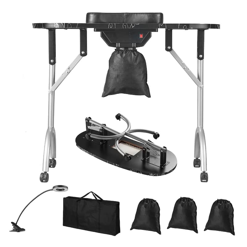 Manicure Table Makeup Dressing Nail Station with Storage Cabinets for Spa Beauty Salon Workstation - Black