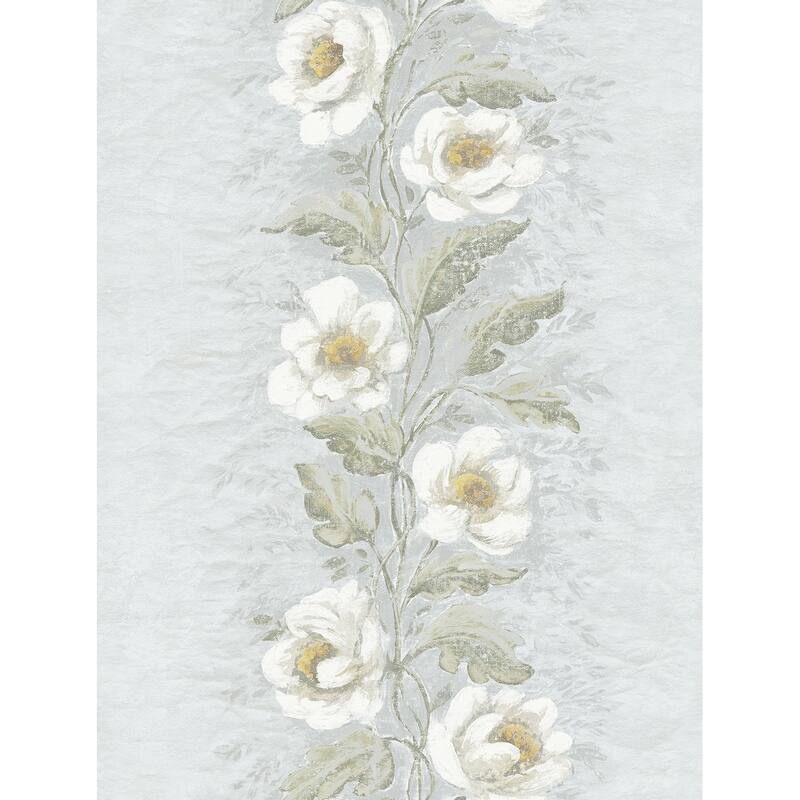 Zio and Sons Dutch Garland Pale Blue Gardenia Stripe Wallpaper