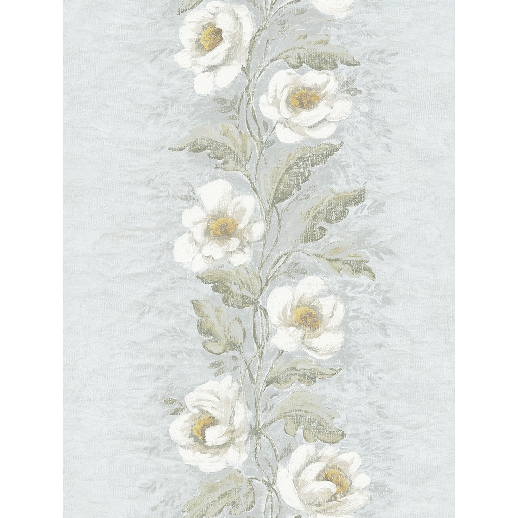 Zio and Sons Dutch Garland Pale Blue Gardenia Stripe Wallpaper