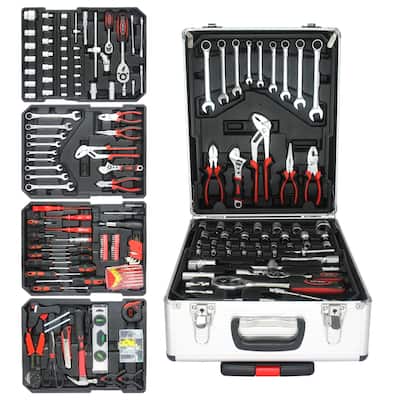 Hand Tool Box with 4 Layers of Toolset and Wheels