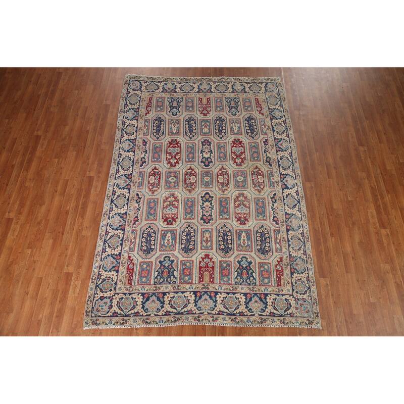 Kerman Persian Antique Area Rug Handmade Wool Carpet - 6'6" x 9'6"