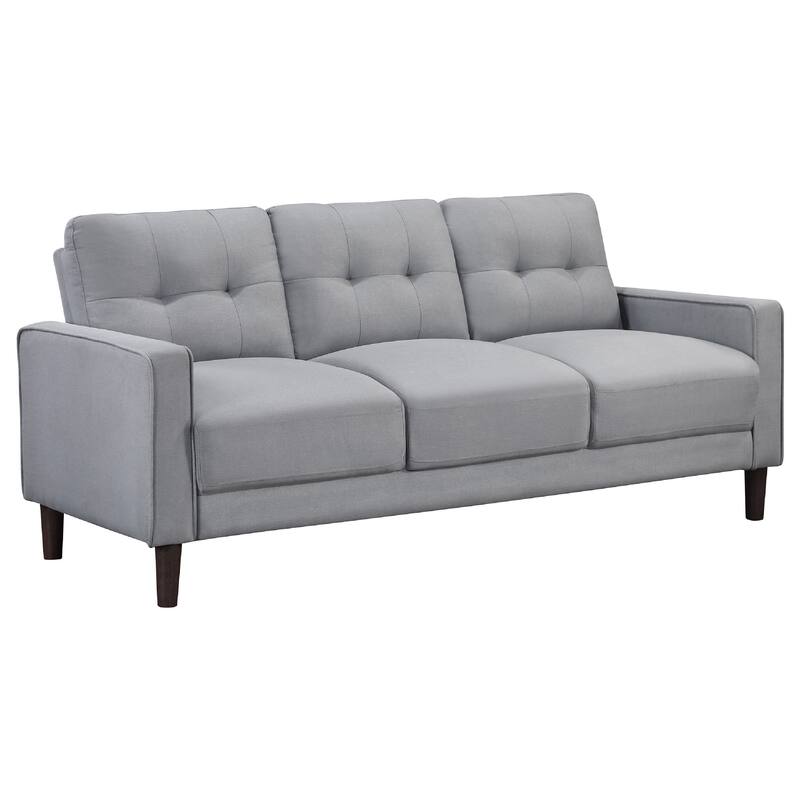 Bow 3pc Sofa Set with Track Arms and Tapered Legs, Gray Grid Tufted Fabric