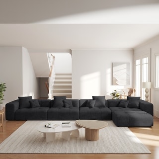 Modern Minimalist L Shaped Cloud Modular Sectional Sofa With Ottoman ...