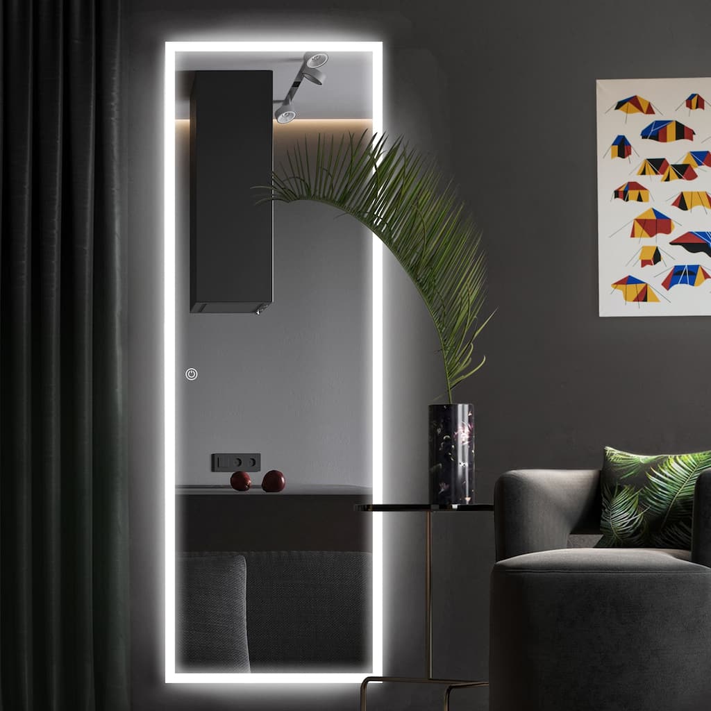 22 x 65 Full Length Mirror with LED Light Touch-Sensitive Vertical & Horizontal Hang