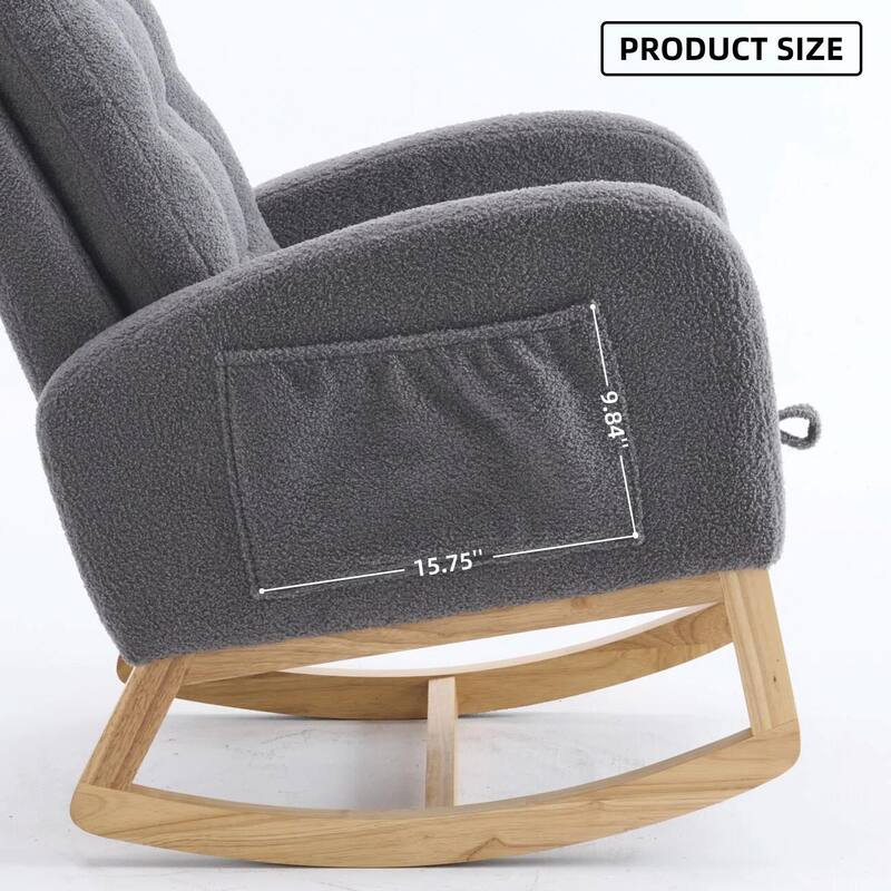 Nursery Rocking Chair - 39.76" Tall with Flip-Down Ottoman