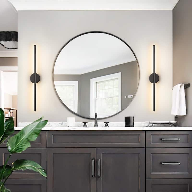 1-Light Modern Linear Aluminum Dimmable Integrated LED 3000K Warm Light Bathroom Vanity Lights for Mirror