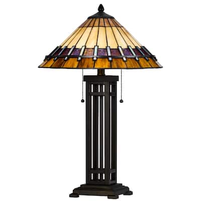 3111 Tiffany 25.5" Height Metal/Resin Table Lamp in Dark Bronze Finish