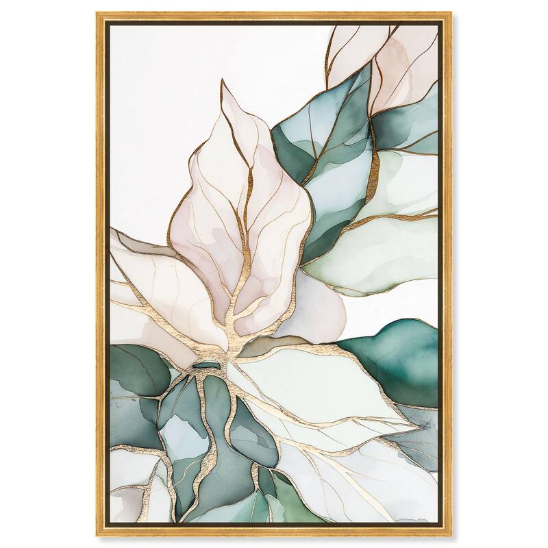 Pastel Leaves with Gold II Canvas by Art Remedy - Gold - 10" x 15"