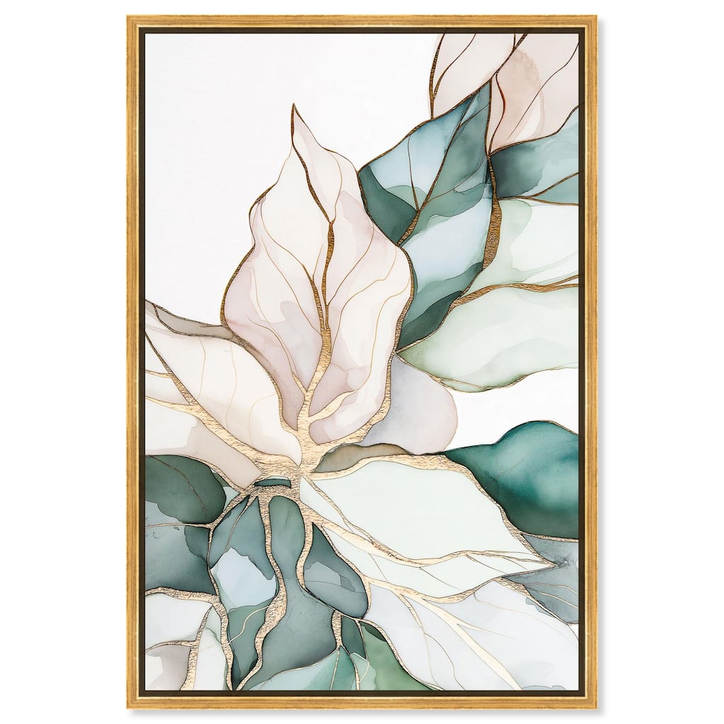 Pastel Leaves with Gold II Canvas by Art Remedy