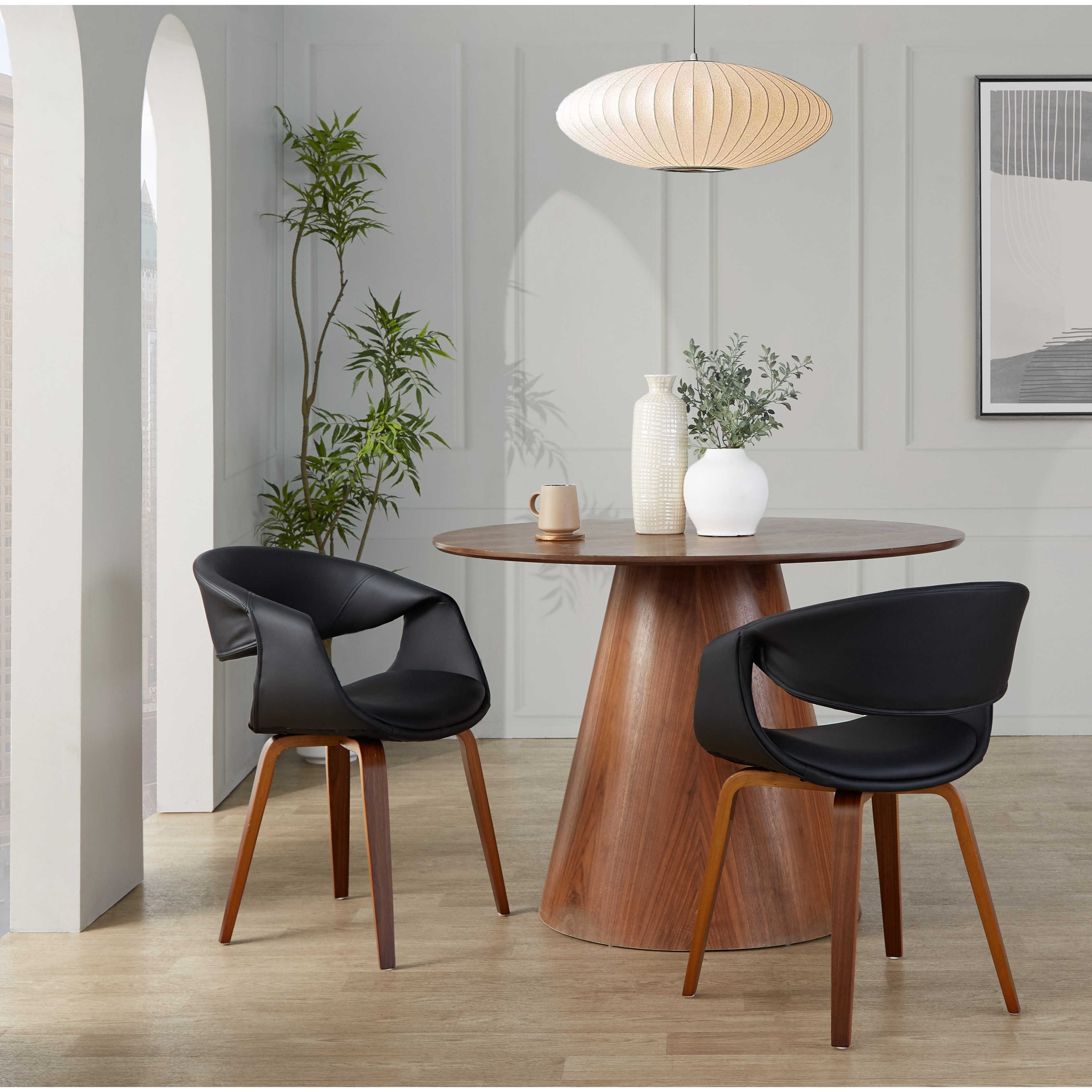 Porch & Den Sauda Upholstered Chair with Bent Wood Legs (Set of 2)