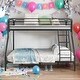 preview thumbnail 2 of 6, Twin-Over-Full Bunk Bed,Enhanced Upper-Level Guardrail,Inclined Ladder