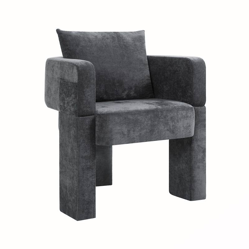 3-Leg Chenille Accent Chair With Removable Pillow