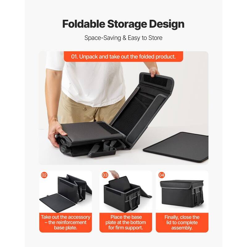 Portable Fireproof Document Box with Foldable Design and Waterproof Storage for Files and Valuables