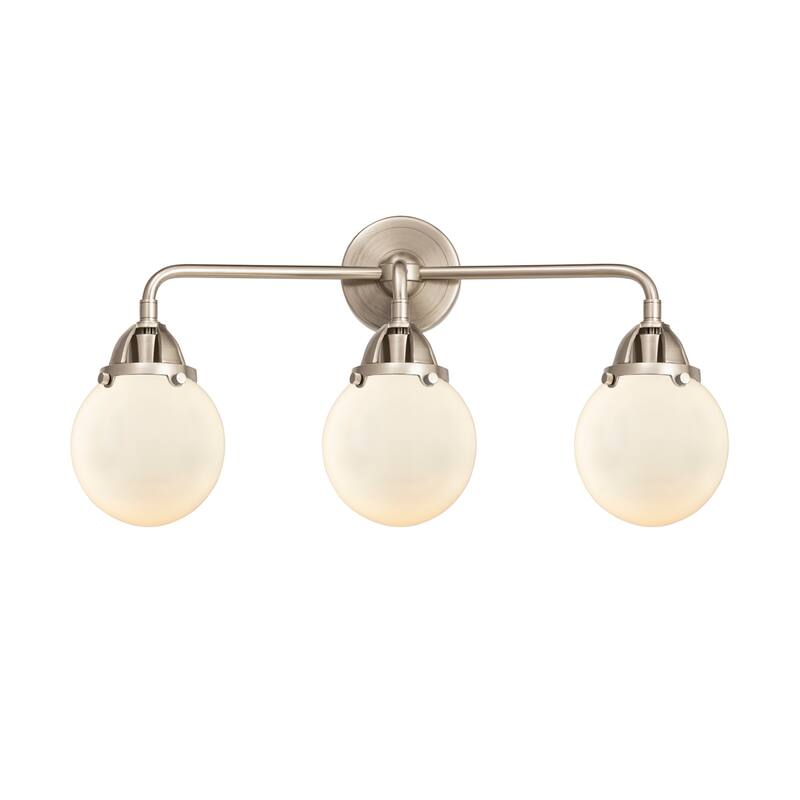 Innovations Lighting 288-3W-10-24 Beacon Vanity Beacon 3 Light 24" - Brushed Satin Nickel / Matte White