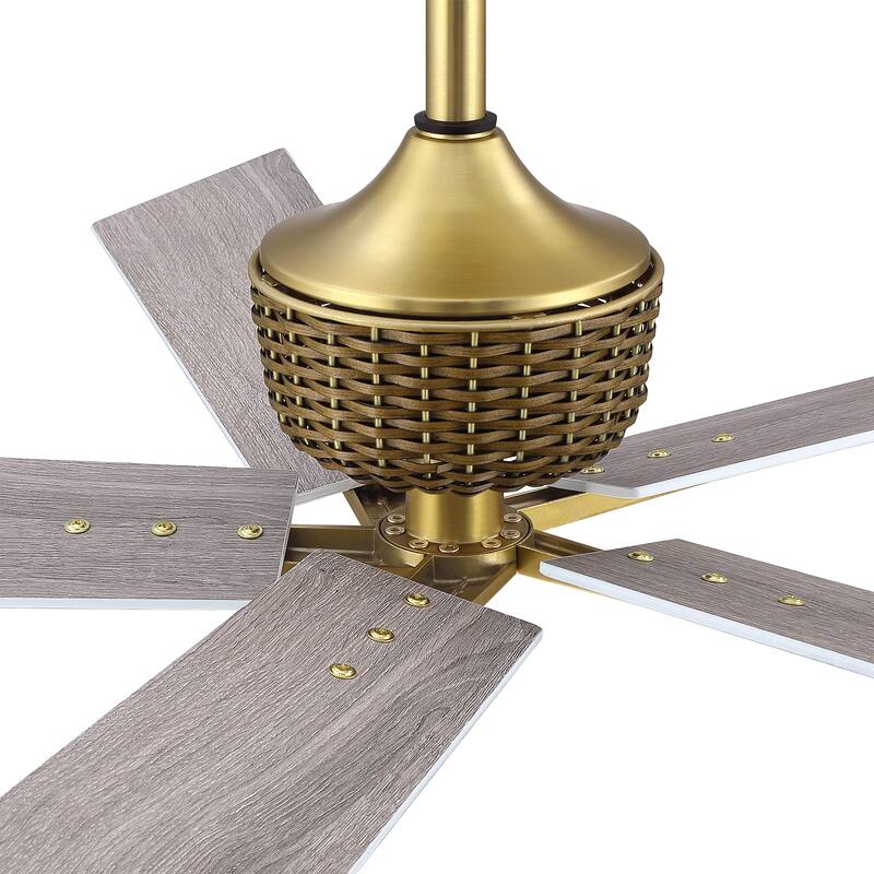 52" Modern Gray 5-Blade Reversible Indoor Outdoor Ceiling Fan with Remote, No Light