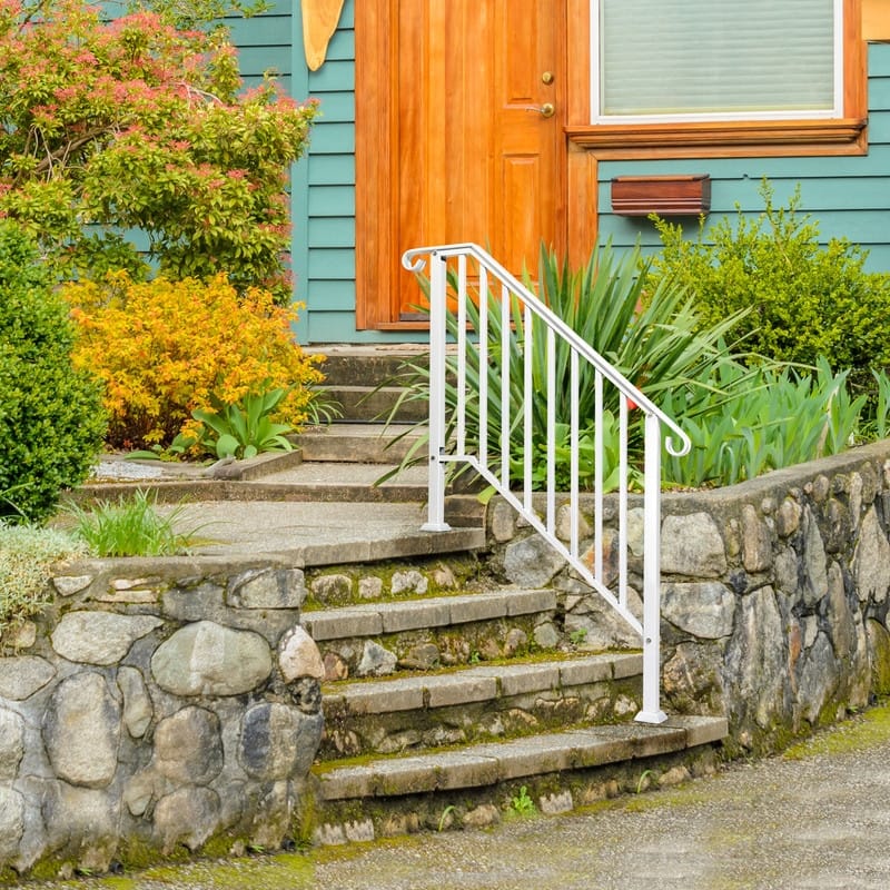 Outdoor Wrought Iron Handrail - White