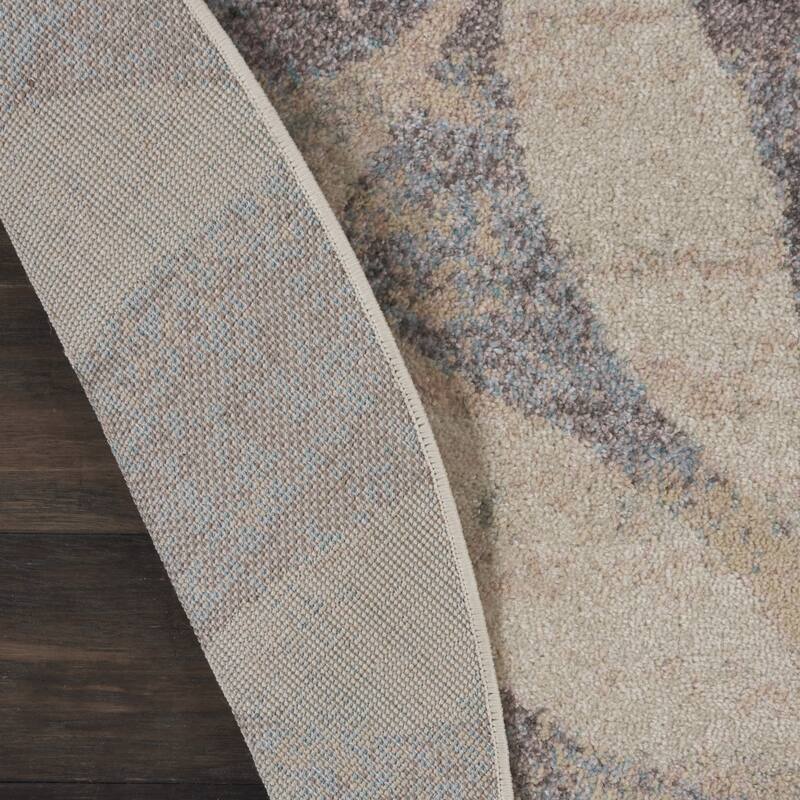 HomeRootsBotanical Leaves Cottage Round Area Rug - 94' X '94' X '0.5